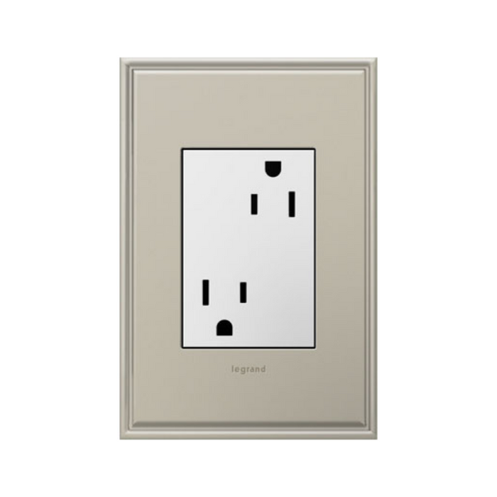 Adorne ARTR153 15A Dual Tamper-Resistant Plus-Size Outlet, 125V - White