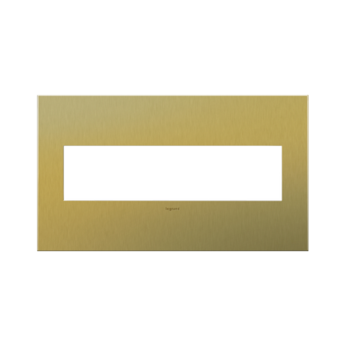 Adorne AWC Screwless Wall Plate, Brushed Satin Brass - 4 Gang