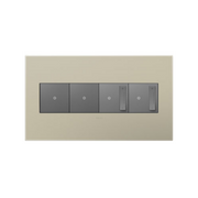 Adorne AWP Screwless Wall Plate with Microban, Titanium - 4 Gang