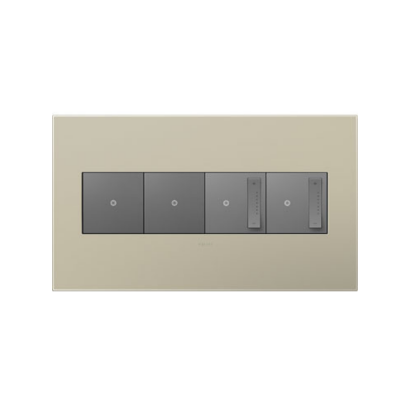 Adorne AWP Screwless Wall Plate with Microban, Titanium - 4 Gang