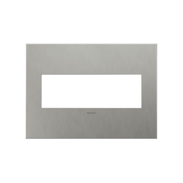 Adorne AWC Screwless Wall Plate, Brushed Stainless Steel - 3 Gang