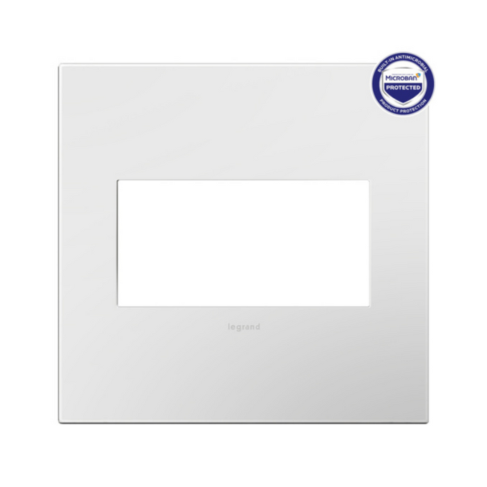 Adorne AWP Screwless Wall Plate with Microban, Gloss White on White - 2 Gang