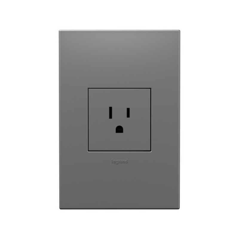 Adorne ARTR151 15A Single Tamper-Resistant Outlet, 125V - Magnesium
