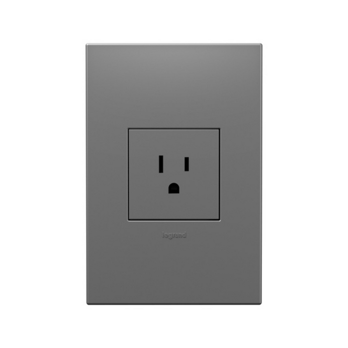 Adorne ARTR151 15A Single Tamper-Resistant Outlet, 125V - Magnesium