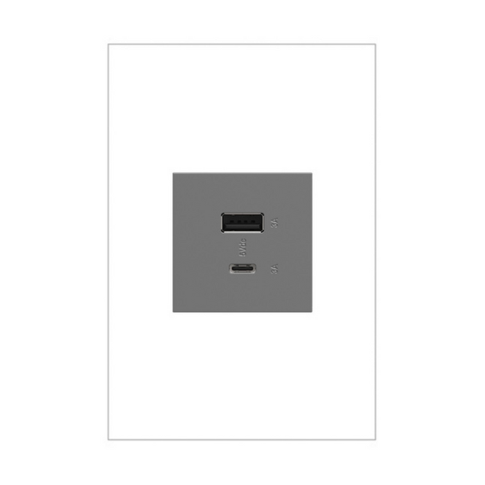 Adorne ARUSB2AC6 15W Ultra-Fast USB Type-A/C Outlet Module, 125V - Magnesium