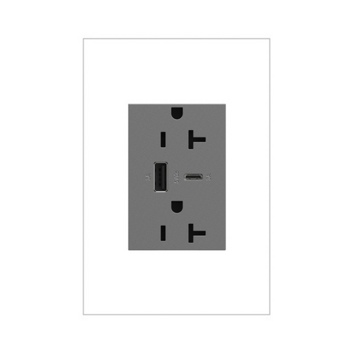 Adorne ARTRUSB206AC 15W Tamper-Resistant Ultra-Fast USB Type-A/C Outlet, 20A - Magnesium