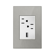 Adorne AWM Screwless Wall Plate, Brushed Stainless - 1+ Gang