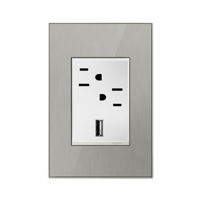 Adorne AWM Screwless Wall Plate, Brushed Stainless - 1+ Gang