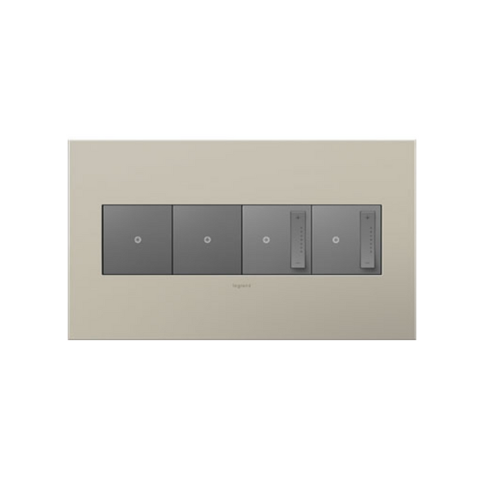 Adorne AWC Screwless Wall Plate, Satin Nickel - 4 Gang