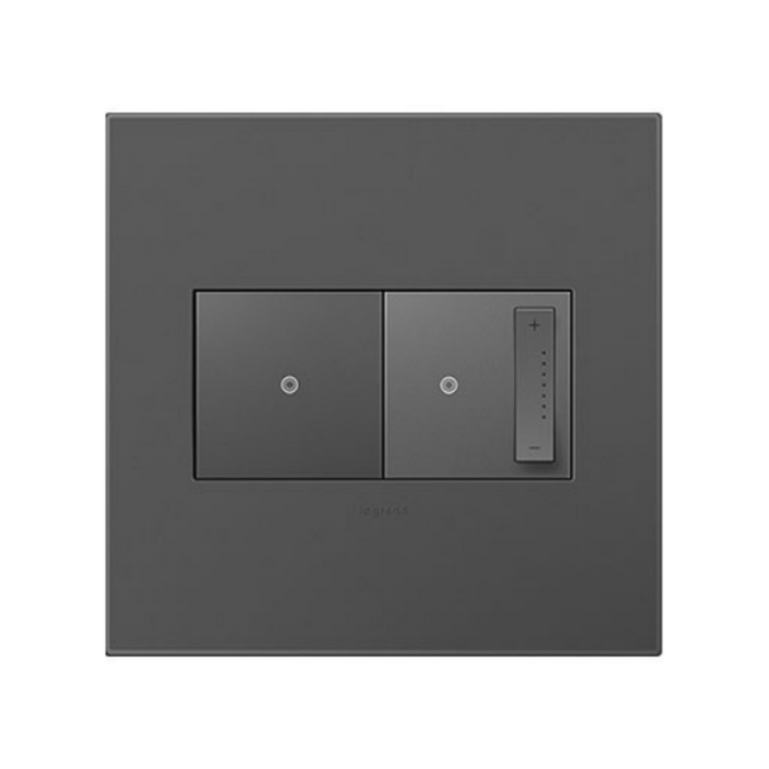 Adorne AWP Screwless Wall Plate with Microban, Magnesium - 2 Gang