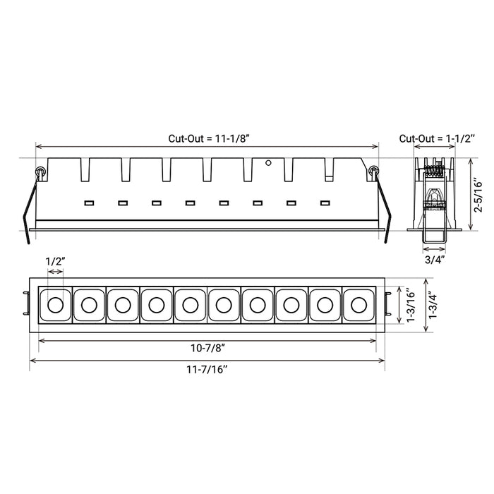 Elite MR-F-D-10 Micro Series 10-Module Recessed Downlight, 40° Beam