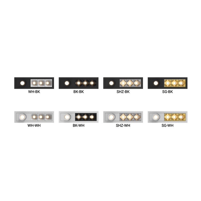 Elite MR-F-D-3-PADJ-1 Micro Series 3-Module Recessed Downlight with 1 Pull Down Adjustable Head, Flood Beam