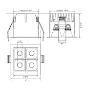 Elite MR-F-D-4 Micro Series 4-Module Recessed Downlight, 40° Beam