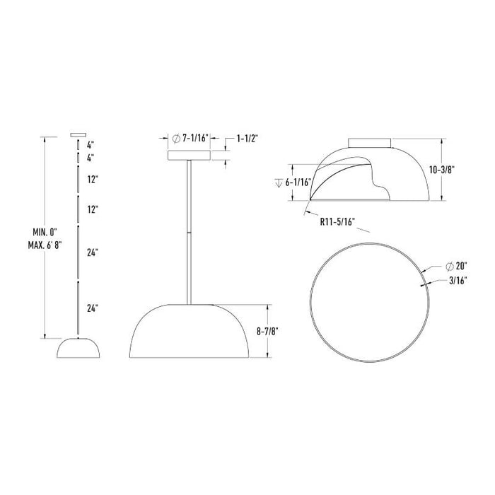 Dals NAPF20-CC Napa 1-lt 20" LED 2-in-1 Flush Mount/Pendant, 5CCT Selectable