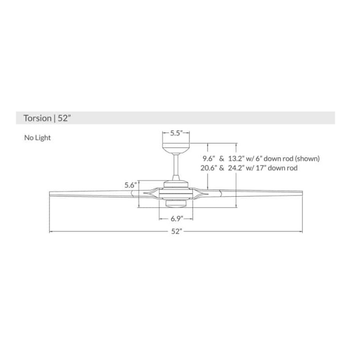 Modern Fan Torsion 52" Ceiling Fan-No Light