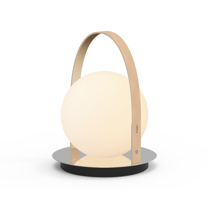 Pablo Designs Bola LED Lantern - Tan/Chrome