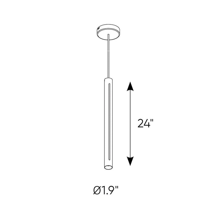 Dals PDLED120-24 1-lt 24" LED Cylindrical Pendant, 3CCT Selectable