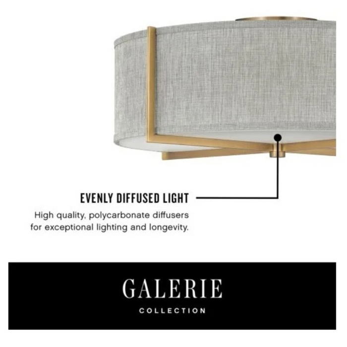 Hinkley 41707 Axis Heathered Gray 3-lt 20" LED Semi-Flush Mount