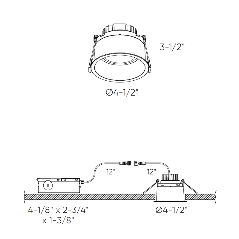 Dals RGM4-CC Facet 4" Regressed Gimbal Downlight with Thin Trim, 5CCT Selectable, 120-347V