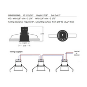Lotus LED-1-S6W 2" 6W LED Round Mini Recessed Downlight, 24V, Wide Trim
