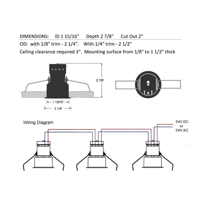 Lotus LED-1-S6W 2" 6W LED Round Mini Recessed Downlight, 24V, Wide Trim