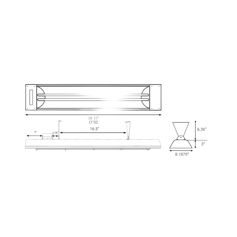 Eurofase EF50 39" 5000W Outdoor Electric Dual Quartz Element Heater