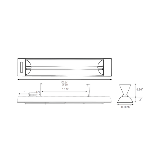 Eurofase EF50 39" 5000W Outdoor Electric Dual Quartz Element Heater