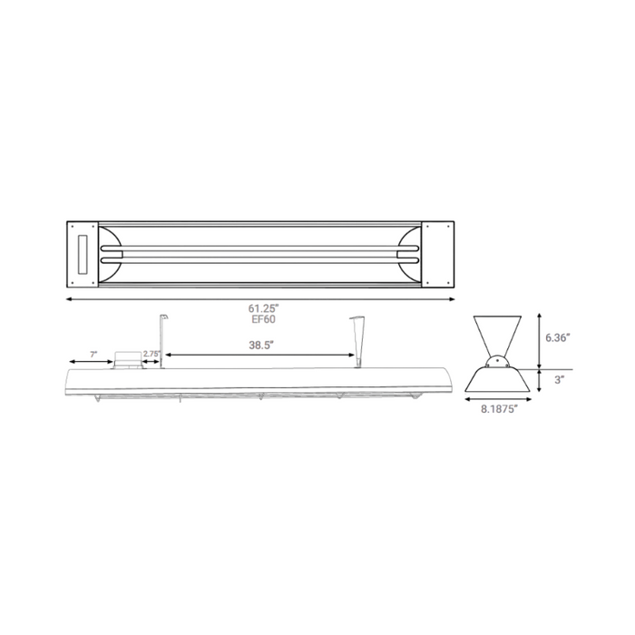 Eurofase EF60 61" 6000W Outdoor Electric Infrared Dual Element Heater