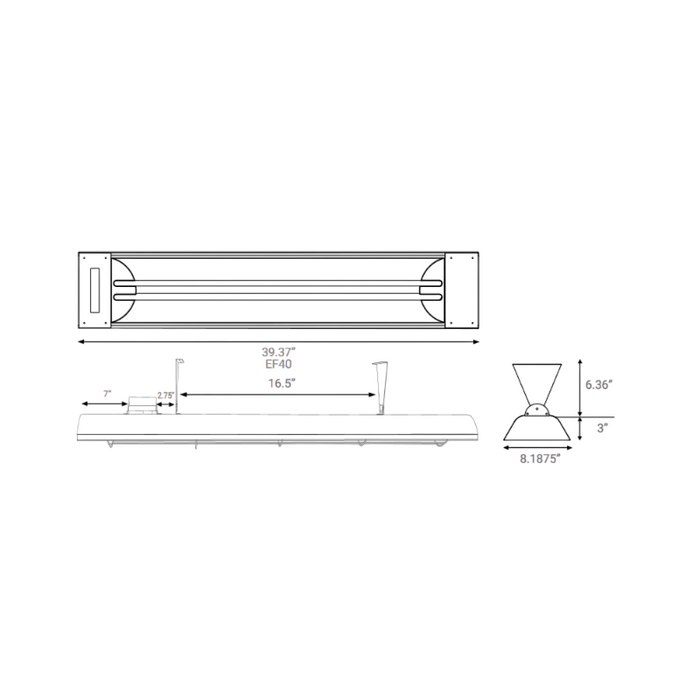 Eurofase EF40 39" 4000W Outdoor Electric Dual Quartz Element Heater