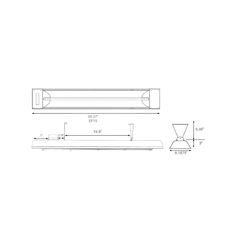 Eurofase EF15 39" 1500W Outdoor Electric Single Quartz Element Heater