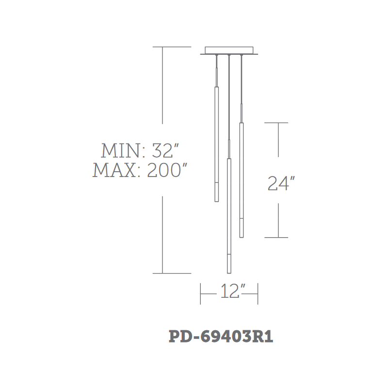dweLED PD-69403R1 Viggo Round 3-lt 12" LED Pendant
