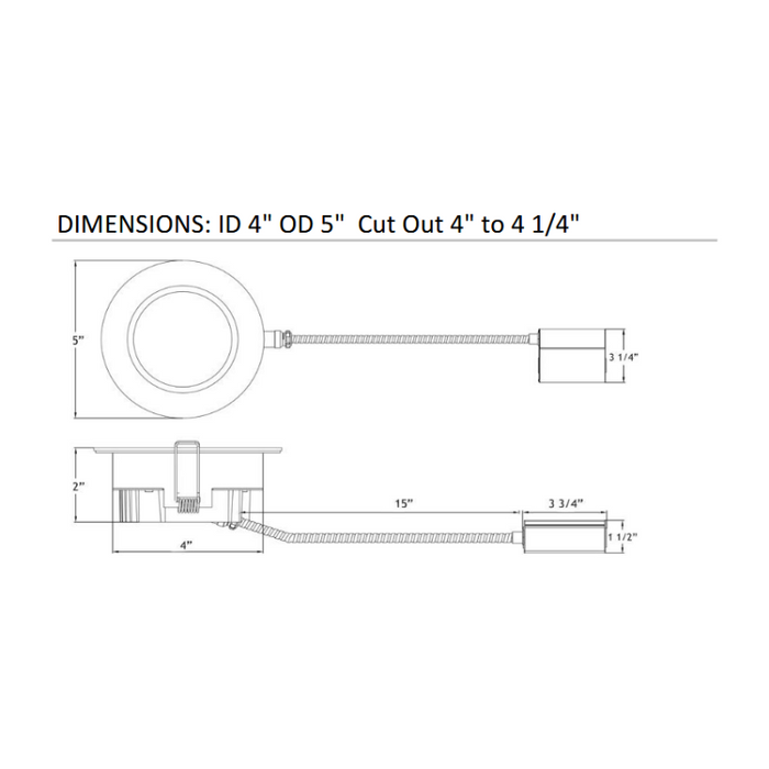 Lotus LL4RR 4" 14.5W LED Round Regressed Open Plenum Rated Downlight