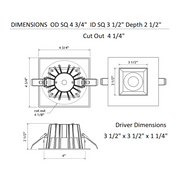 Lotus JXL-COB04-S15W 4" 15W LED Square Economy Recessed Downlight, 5CCT Selectable