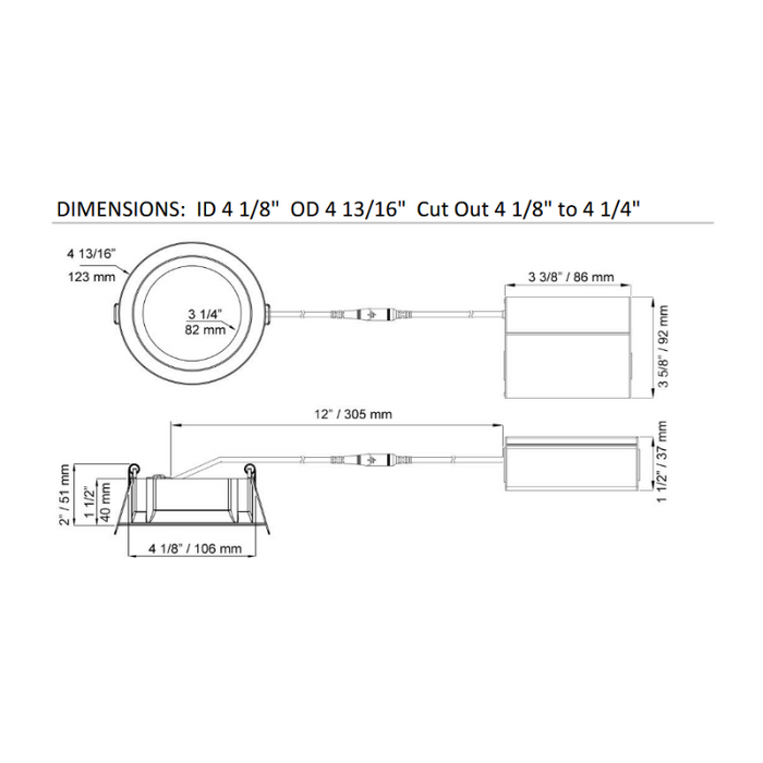 Lotus LE4RR 4" 11W LED Round Deep Regressed Eco Downlight, 5CCT Selectable