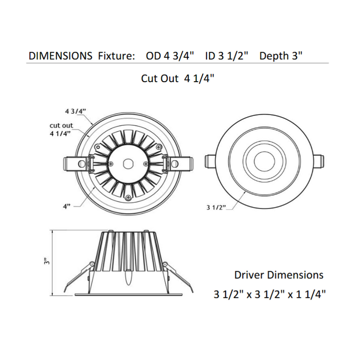 Lotus JXL-COB04-R15W 4" 15W LED Round Economy Recessed Downlight, 5CCT Selectable