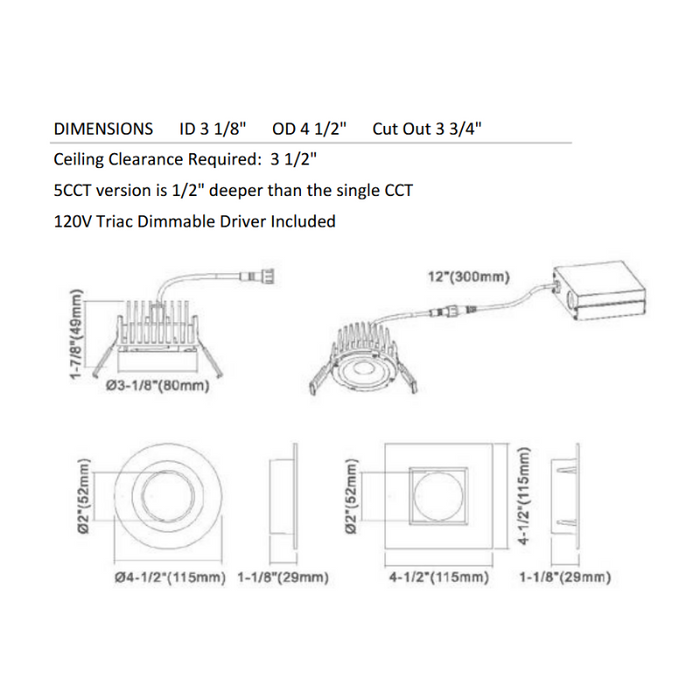 Lotus AD-LED-4-S15W 4" 15W LED Round Recessed Downlight