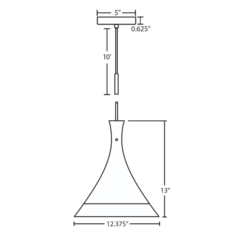 Besa 1JT-RIOCF Rio 1-lt 12" Pendant, Cord Fixture with Flat Canopy
