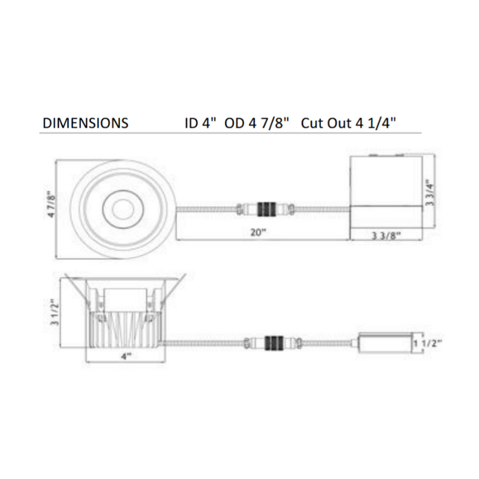 Lotus LD4R-HO 4" 18W LED Round Deep Regressed Plenum Rated Downlight, 30° Beam Angle