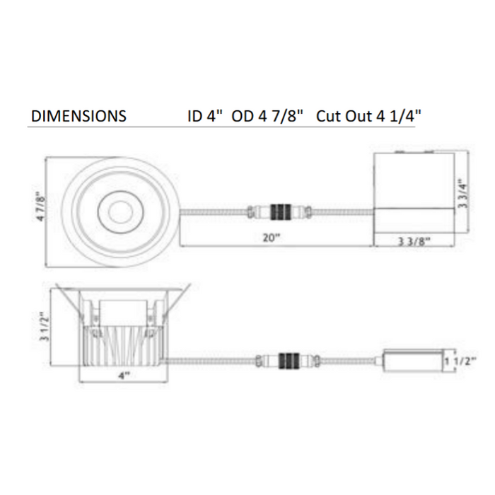 Lotus LD4R 4" 15W LED Round Deep Regressed Plenum Rated Downlight, 15° Beam Angle