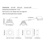Lotus AD-LED-4-S15W 4" 15W LED Square Recessed Downlight, 5CCT Selectable