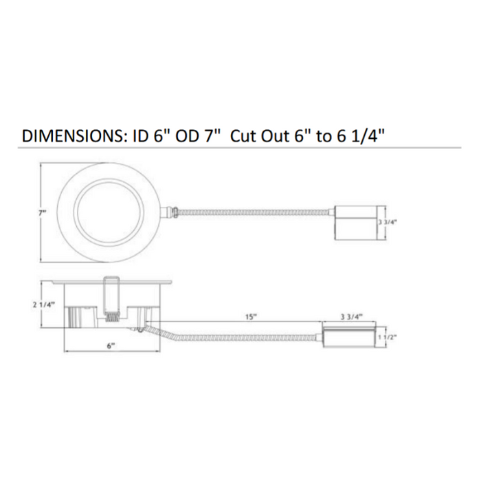 Lotus LL6RR 6" 17W LED Round Regressed Open Plenum Rated Downlight