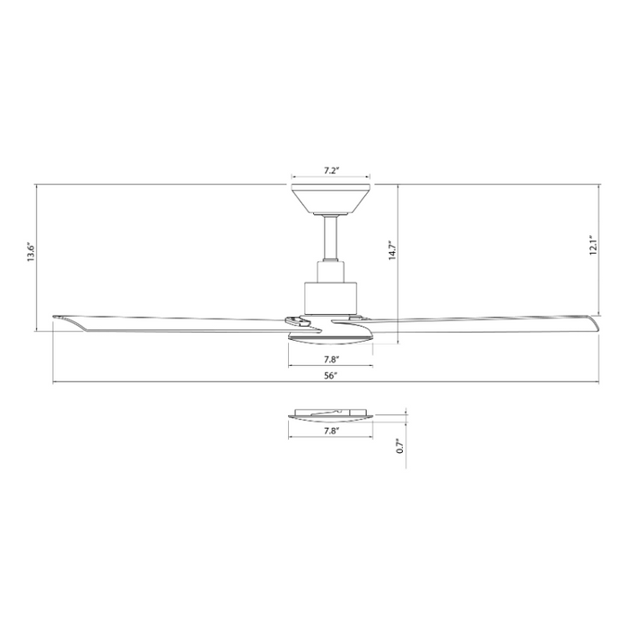 WAC F-103L Flair 56" Outdoor Smart Ceiling Fan with LED Light Kit, 4CCT Selectable