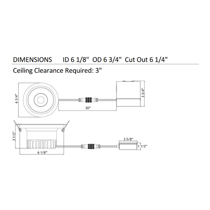 Lotus LD6R 6" 18W LED Round Deep Regressed Open Plenum Rated Downlight