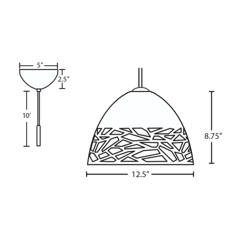 Besa 1JC-KIEV Kiev 1-lt 13" LED Pendant, Cord Fixture with Dome Canopy