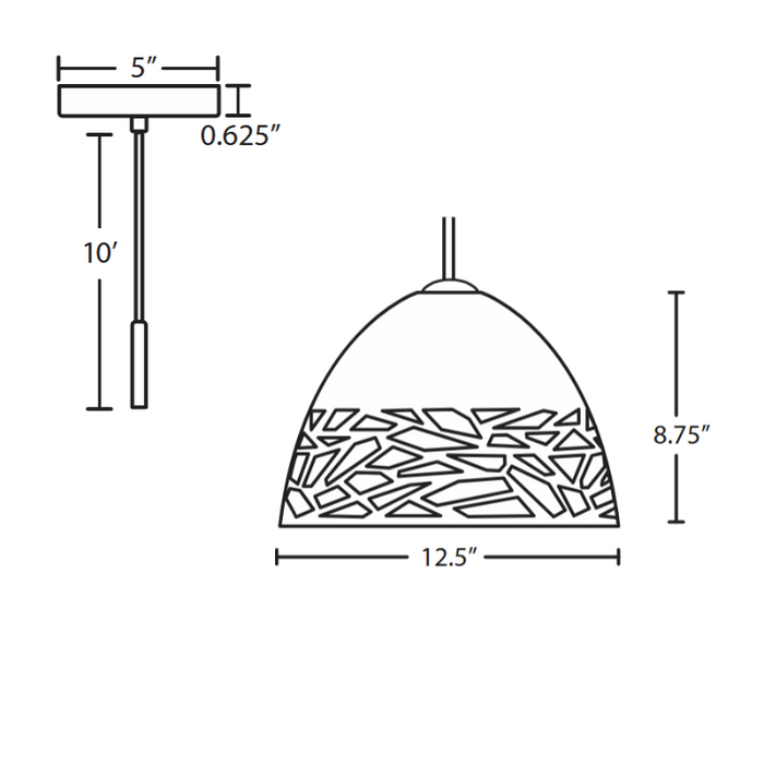 Besa 1JT-KIEV Kiev 1-lt 13" LED Pendant, Cord Fixture with Flat Canopy