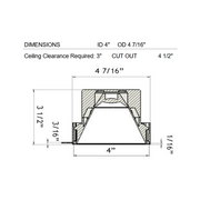 Lotus LD4R-HO-IT 4" 18W LED Round Deep Regressed Plenum Rated Trimless Downlight, 120V