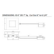 Lotus LL6SR 6" 18W LED Square Regressed Open Plenum Rated Downlight, 5CCT Selectable
