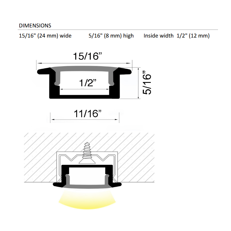 Lotus LH-2408 8-ft Recessed Mount Aluminum Profile with White Diffused Cover (Pack of 10)
