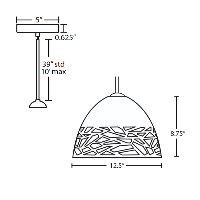 Besa 1TT-KIEV Kiev 1-lt 13" LED Pendant, Stem Fixture