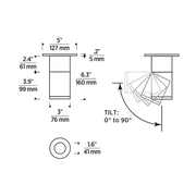 Element EC3R 3" 12W Adjustable LED Cylinder, Warm Dim, Surface Mount